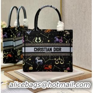 Good Product SMALL DIOR BOOK TOTE Black Multicolor Dior Pixel Zodiac Embroidery M1265ZRTY