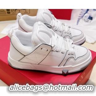 Durable Valentino Open Skate Calfskin Sneakers White Leather 072061