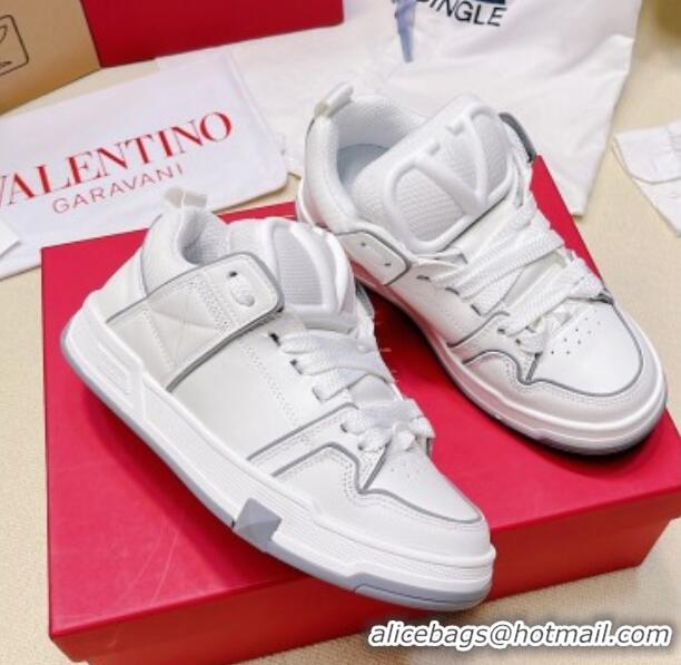 Durable Valentino Open Skate Calfskin Sneakers White Leather 072061