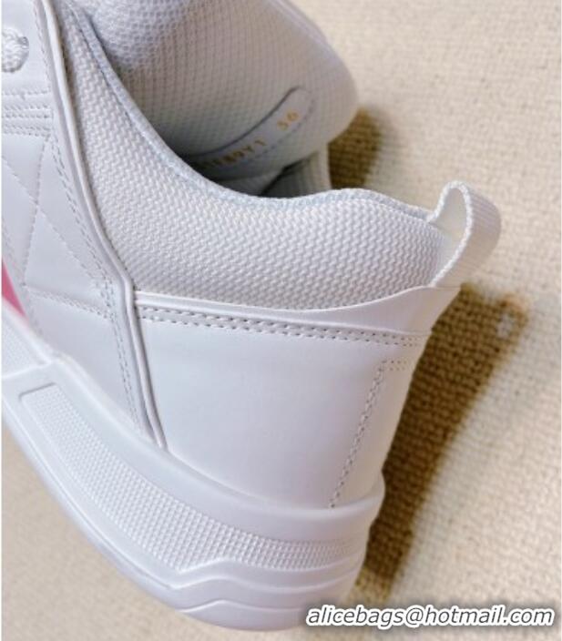 Low Cost Valentino Open Skate Calfskin Sneakers White/Pink 2072062