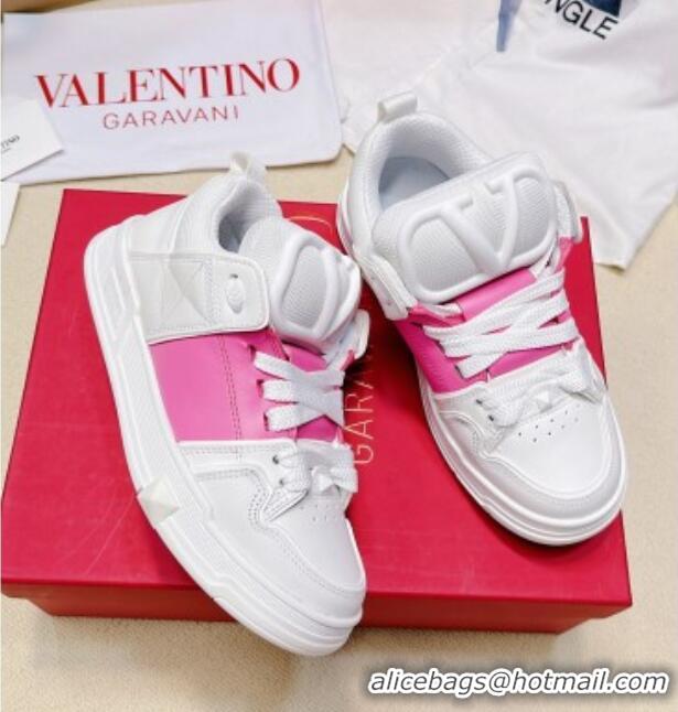 Charming Valentino Open Skate Calfskin Sneakers Neon Pink 2072063