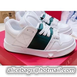 Shop Duplicate Valentino Open Skate Calfskin Sneakers White/Green 2072064