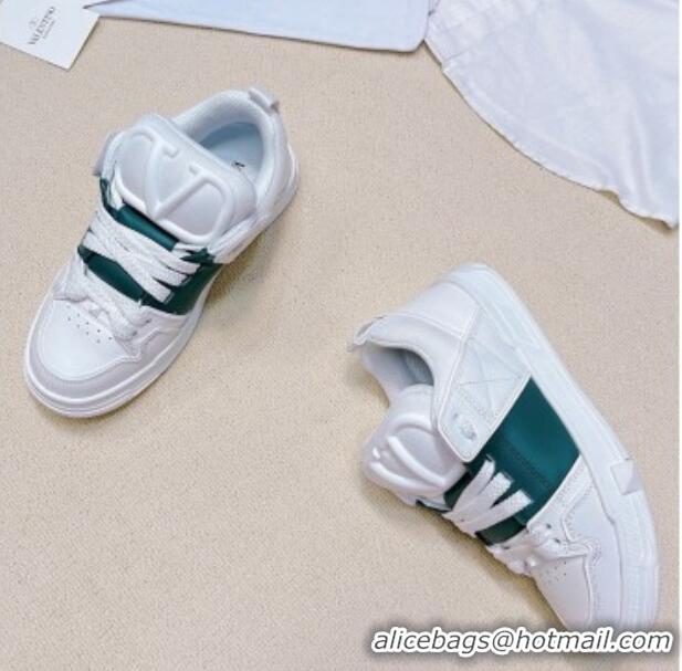 Shop Duplicate Valentino Open Skate Calfskin Sneakers White/Green 2072064