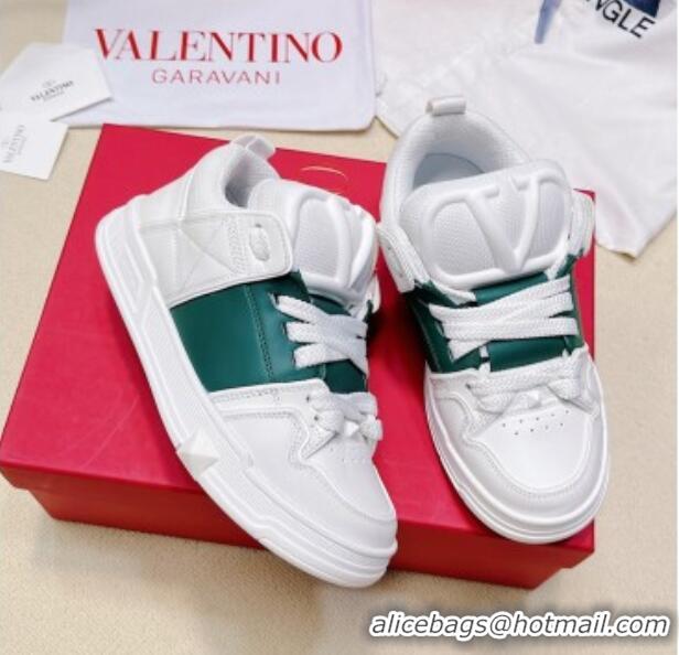 Shop Duplicate Valentino Open Skate Calfskin Sneakers White/Green 2072064