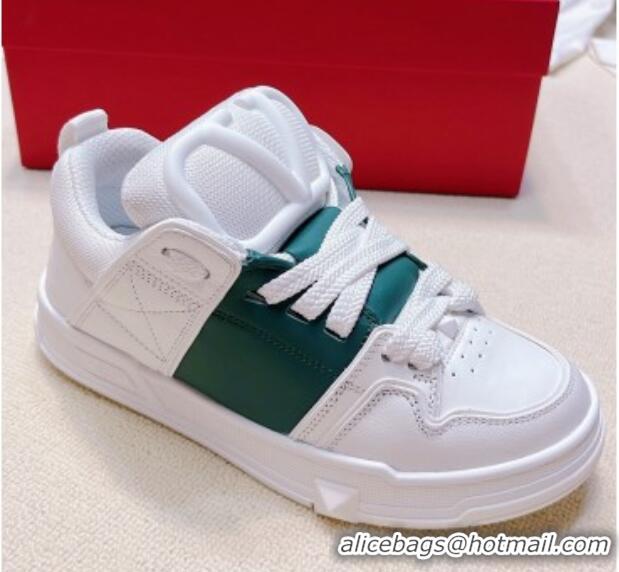 Shop Duplicate Valentino Open Skate Calfskin Sneakers White/Green 2072064