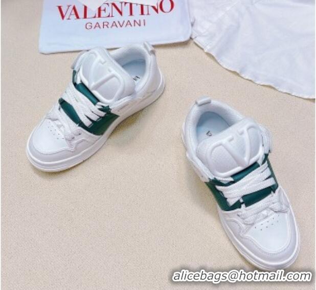 Shop Duplicate Valentino Open Skate Calfskin Sneakers White/Green 2072064