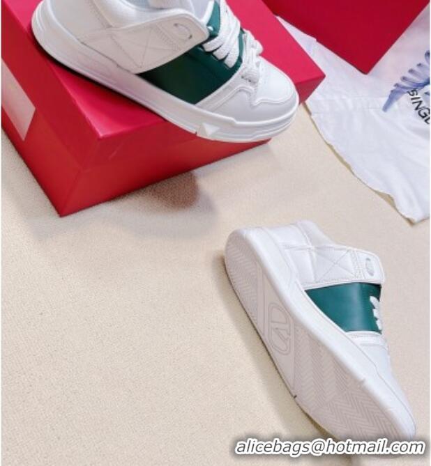 Shop Duplicate Valentino Open Skate Calfskin Sneakers White/Green 2072064