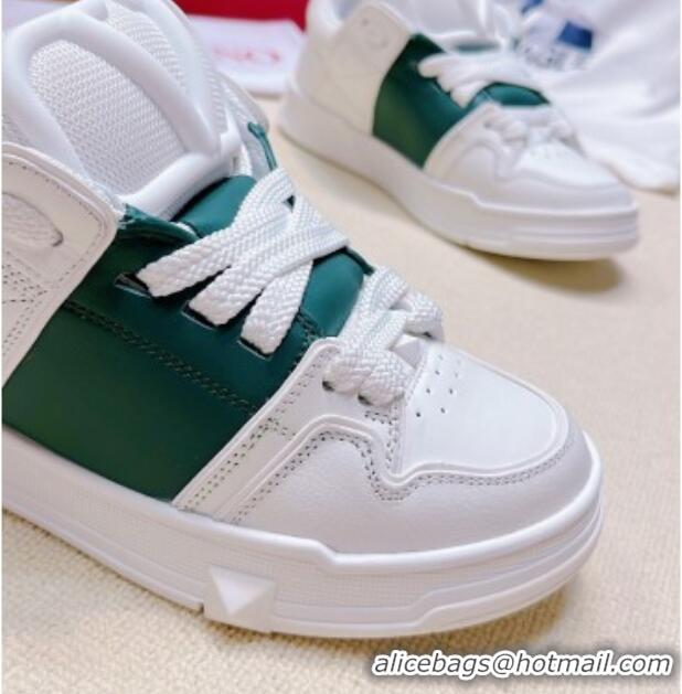 Shop Duplicate Valentino Open Skate Calfskin Sneakers White/Green 2072064