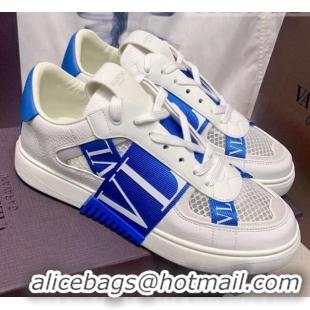 Most Popular Valentino VL7N Low Sneakers in Mesh and Calfskin White/Blue 2072068