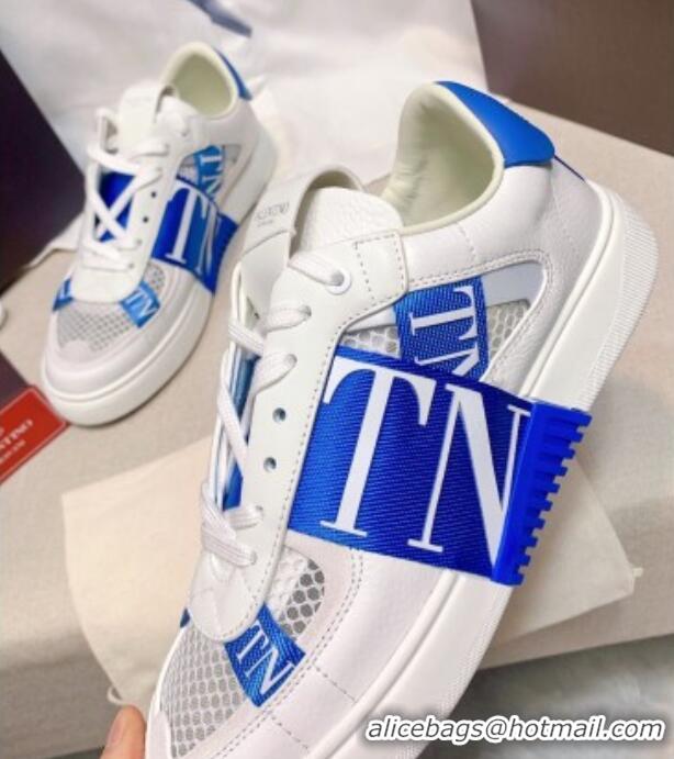 Most Popular Valentino VL7N Low Sneakers in Mesh and Calfskin White/Blue 2072068