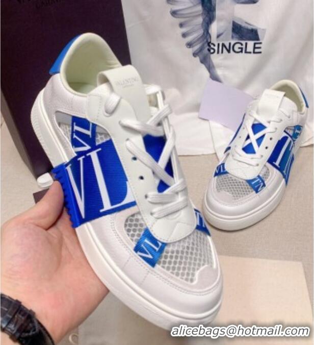 Most Popular Valentino VL7N Low Sneakers in Mesh and Calfskin White/Blue 2072068