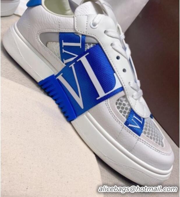 Most Popular Valentino VL7N Low Sneakers in Mesh and Calfskin White/Blue 2072068