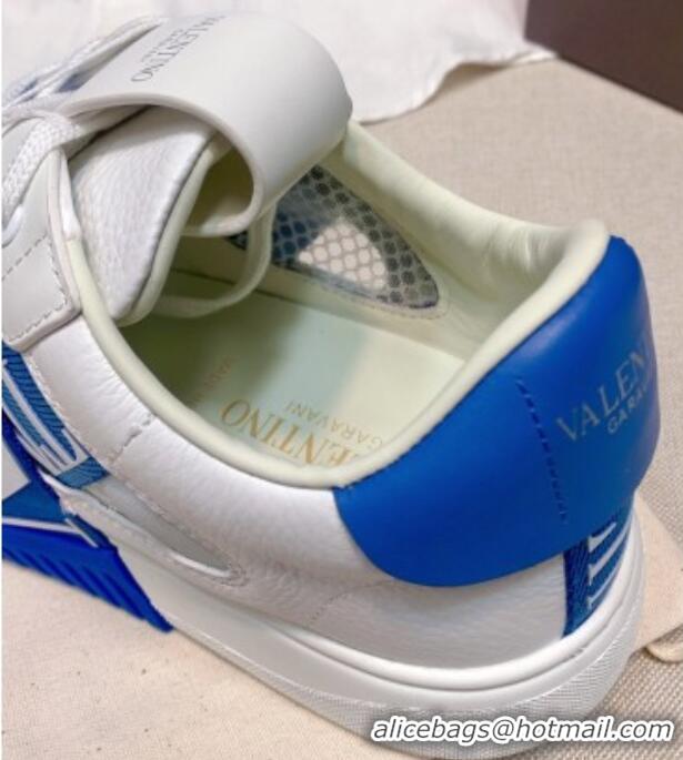 Most Popular Valentino VL7N Low Sneakers in Mesh and Calfskin White/Blue 2072068