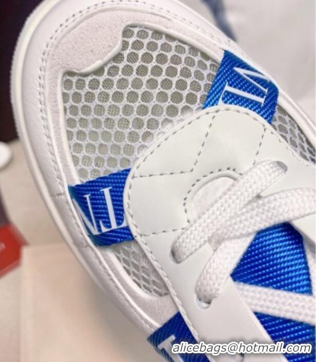 Most Popular Valentino VL7N Low Sneakers in Mesh and Calfskin White/Blue 2072068