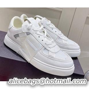 Discount Valentino VL7N Low Sneakers in Mesh and Calfskin White Leather 2072070