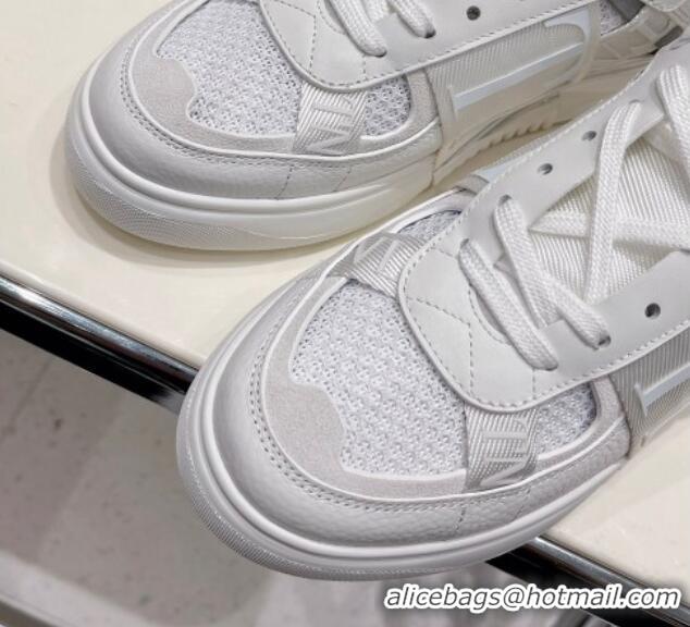 Discount Valentino VL7N Low Sneakers in Mesh and Calfskin White Leather 2072070