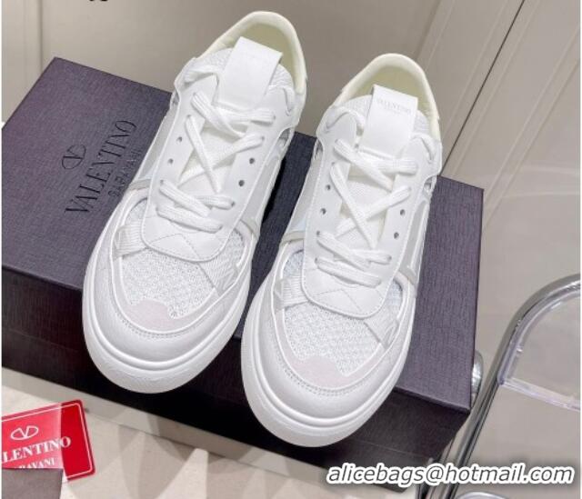 Discount Valentino VL7N Low Sneakers in Mesh and Calfskin White Leather 2072070