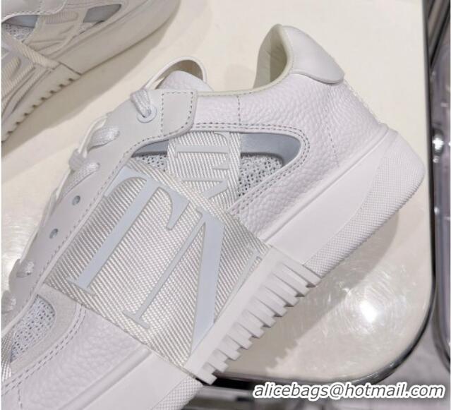 Discount Valentino VL7N Low Sneakers in Mesh and Calfskin White Leather 2072070