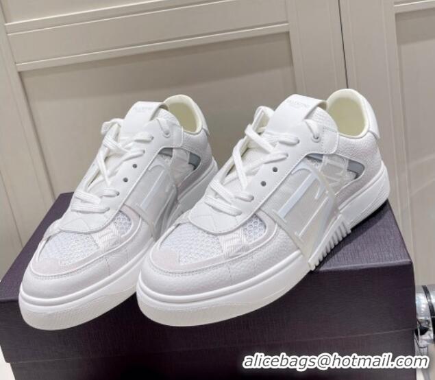 Discount Valentino VL7N Low Sneakers in Mesh and Calfskin White Leather 2072070