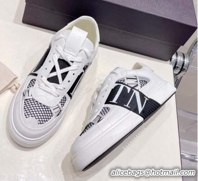 Cheap Price Valentino VL7N Low Sneakers in Mesh and Calfskin Optic White/Black 072071