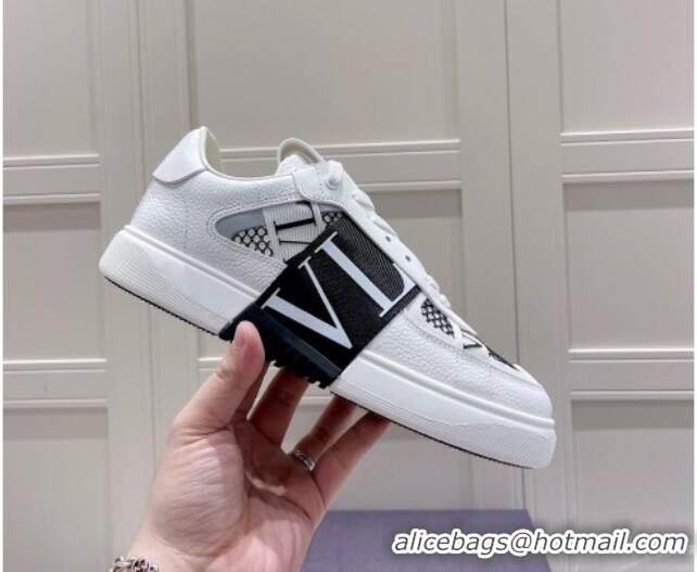 Cheap Price Valentino VL7N Low Sneakers in Mesh and Calfskin Optic White/Black 072071