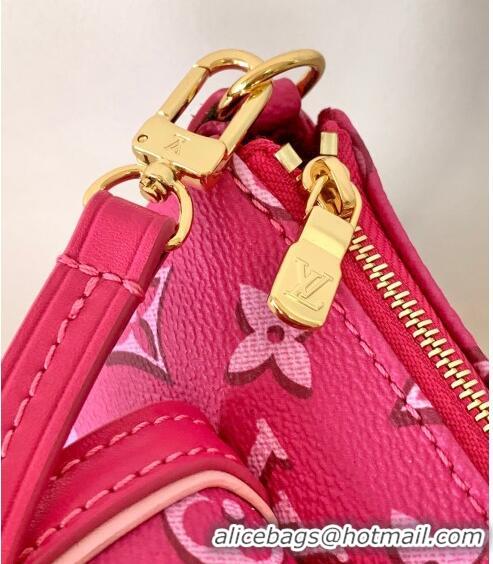 Top Grade Louis Vuitton Maxi Multi Pochette Accessoires Shoulder Bag in Monogram Canvas M46161 Fuchsia Pink 2022