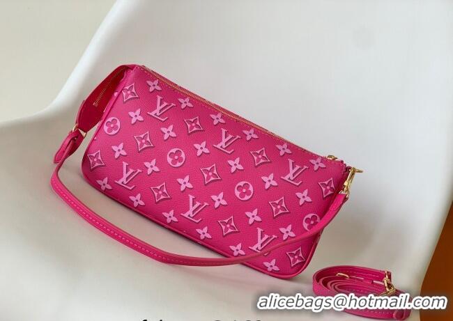 Top Grade Louis Vuitton Maxi Multi Pochette Accessoires Shoulder Bag in Monogram Canvas M46161 Fuchsia Pink 2022