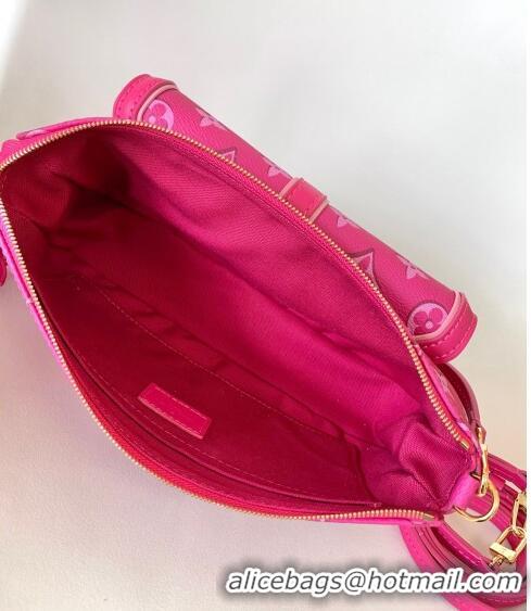 Top Grade Louis Vuitton Maxi Multi Pochette Accessoires Shoulder Bag in Monogram Canvas M46161 Fuchsia Pink 2022