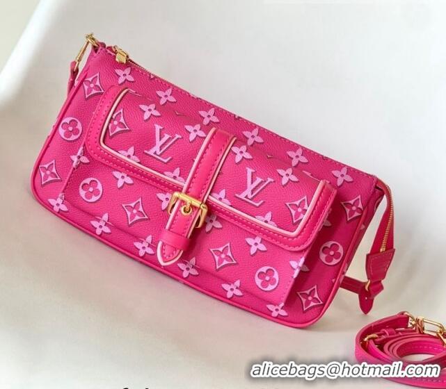 Top Grade Louis Vuitton Maxi Multi Pochette Accessoires Shoulder Bag in Monogram Canvas M46161 Fuchsia Pink 2022