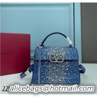 Promotional VALENTINO GARAVANI VSLING Shiny diamond Mini totebag XW2B1G9 Blue&silver-Tone Metal