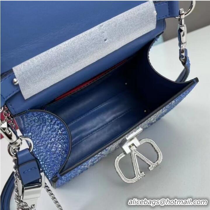 Promotional VALENTINO GARAVANI VSLING Shiny diamond Mini totebag XW2B1G9 Blue&silver-Tone Metal