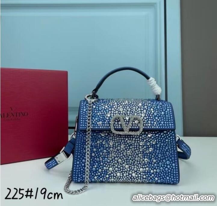 Promotional VALENTINO GARAVANI VSLING Shiny diamond Mini totebag XW2B1G9 Blue&silver-Tone Metal