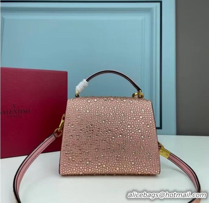 Top Quality VALENTINO GARAVANI VSLING Shiny diamond Mini totebag XW2B1G9 pink&gold-Tone Metal