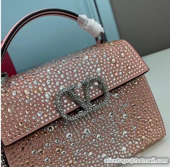 Good Product VALENTINO GARAVANI VSLING Shiny diamond Mini totebag XW2B1G9 pink&silver-Tone Metal