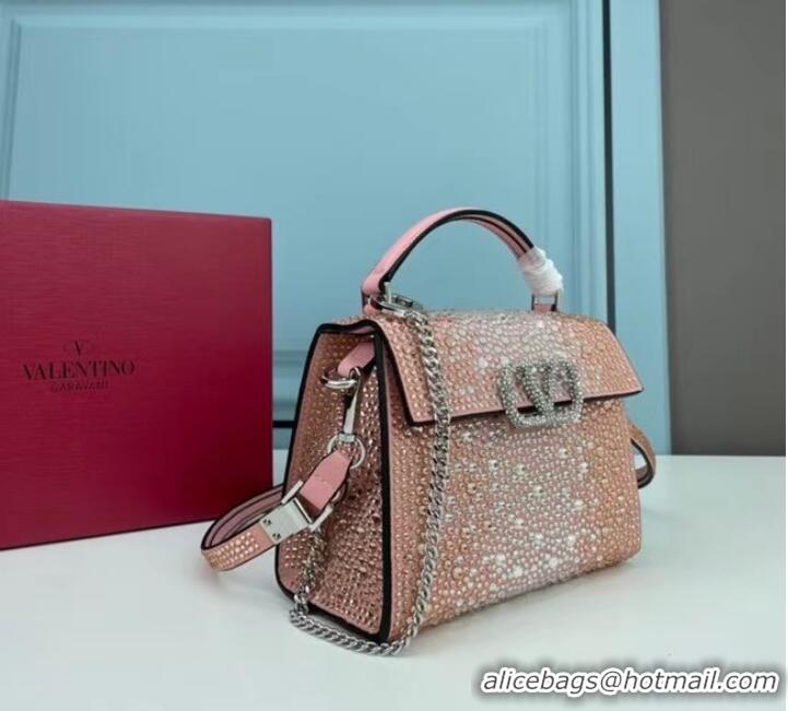 Good Product VALENTINO GARAVANI VSLING Shiny diamond Mini totebag XW2B1G9 pink&silver-Tone Metal