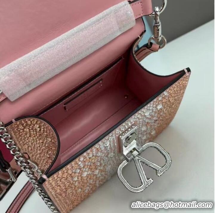 Good Product VALENTINO GARAVANI VSLING Shiny diamond Mini totebag XW2B1G9 pink&silver-Tone Metal