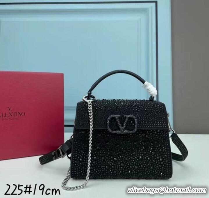 Top Quality VALENTINO GARAVANI VSLING Shiny diamond Mini totebag XW2B1G9 black&black-Tone Metal