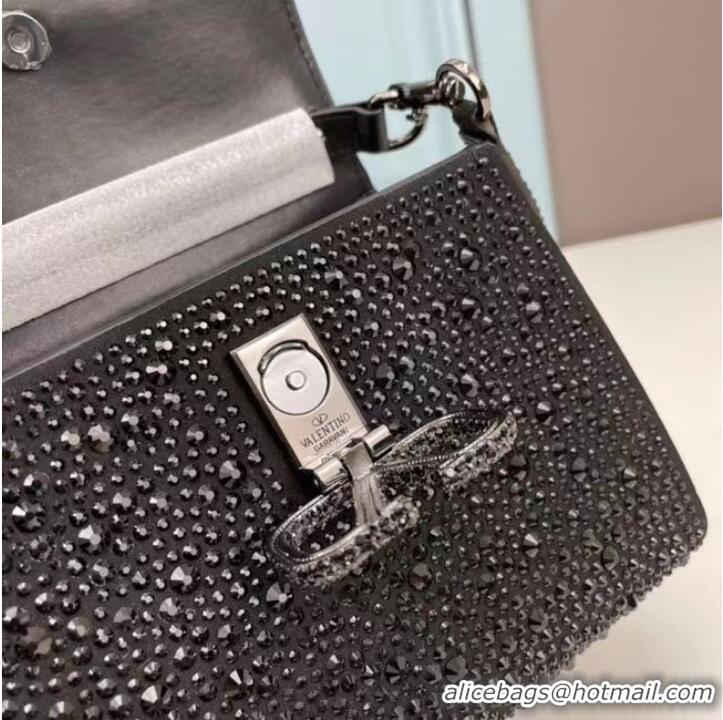 Top Quality VALENTINO GARAVANI VSLING Shiny diamond Mini totebag XW2B1G9 black&black-Tone Metal