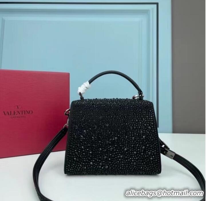 Top Quality VALENTINO GARAVANI VSLING Shiny diamond Mini totebag XW2B1G9 black&black-Tone Metal