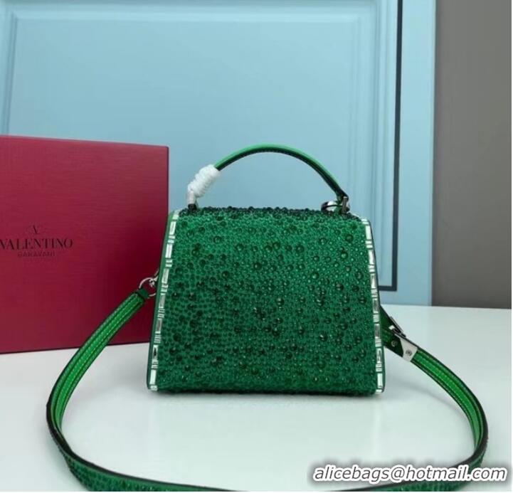 Discount VALENTINO GARAVANI VSLING Shiny diamond Mini totebag XW2B1G9 green&silver-Tone Metal