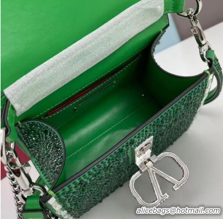 Discount VALENTINO GARAVANI VSLING Shiny diamond Mini totebag XW2B1G9 green&silver-Tone Metal