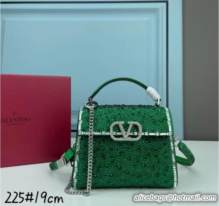 Discount VALENTINO GARAVANI VSLING Shiny diamond Mini totebag XW2B1G9 green&silver-Tone Metal