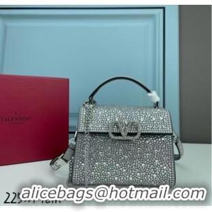 New Style VALENTINO GARAVANI VSLING Shiny diamond Mini totebag XW2B1G9 silver&silver-Tone Metal