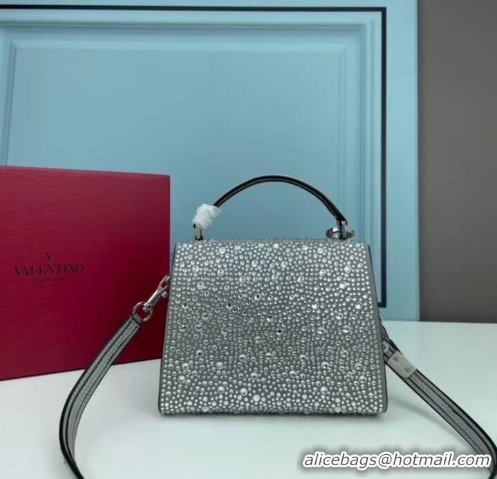 New Style VALENTINO GARAVANI VSLING Shiny diamond Mini totebag XW2B1G9 silver&silver-Tone Metal