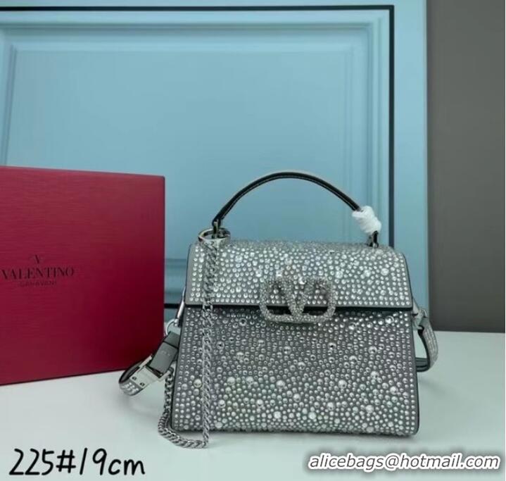 New Style VALENTINO GARAVANI VSLING Shiny diamond Mini totebag XW2B1G9 silver&silver-Tone Metal