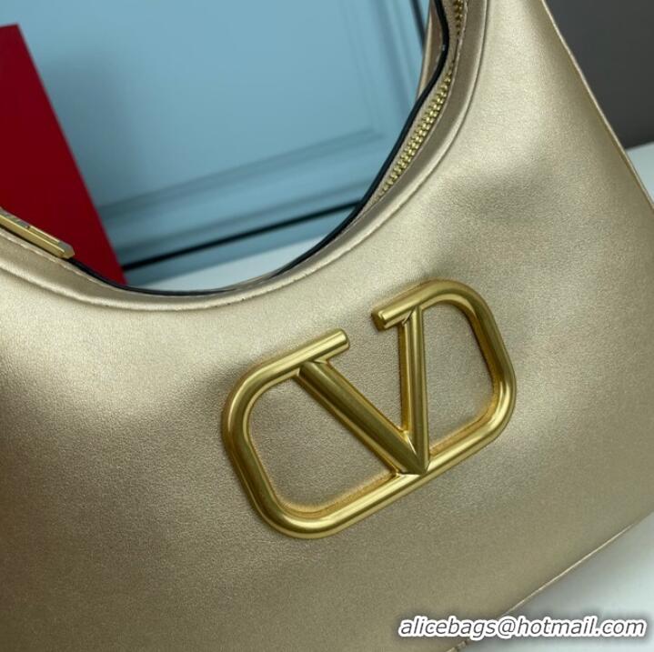 Good Product VALENTINO GARAVANI STUD SIGN Calf Leather Hobo bag 1W2B0K69 gold