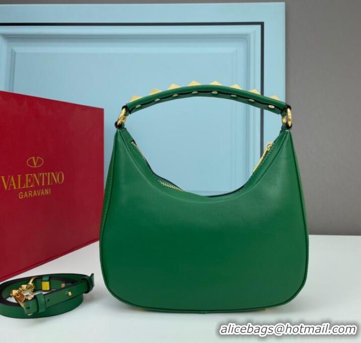 Top Quality VALENTINO GARAVANI STUD SIGN Calf Leather Hobo bag 1W2B0K69 green