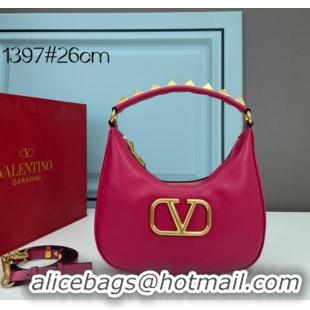 Famous Brand VALENTINO GARAVANI STUD SIGN Calf Leather Hobo bag 1W2B0K69 rose