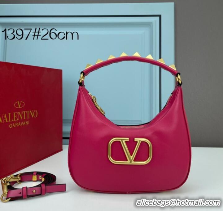 Famous Brand VALENTINO GARAVANI STUD SIGN Calf Leather Hobo bag 1W2B0K69 rose