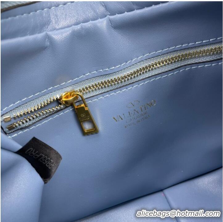 Promotional VALENTINO GARAVANI STUD SIGN Calf Leather Hobo bag 1W2B0K69 sky blue